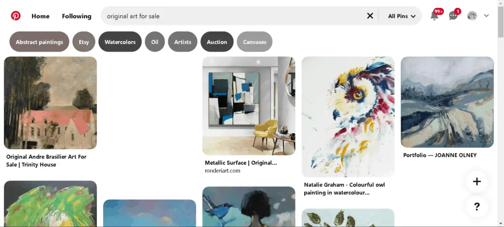 Pinterest search for "original art for sale" is a good way to find emerging artists.