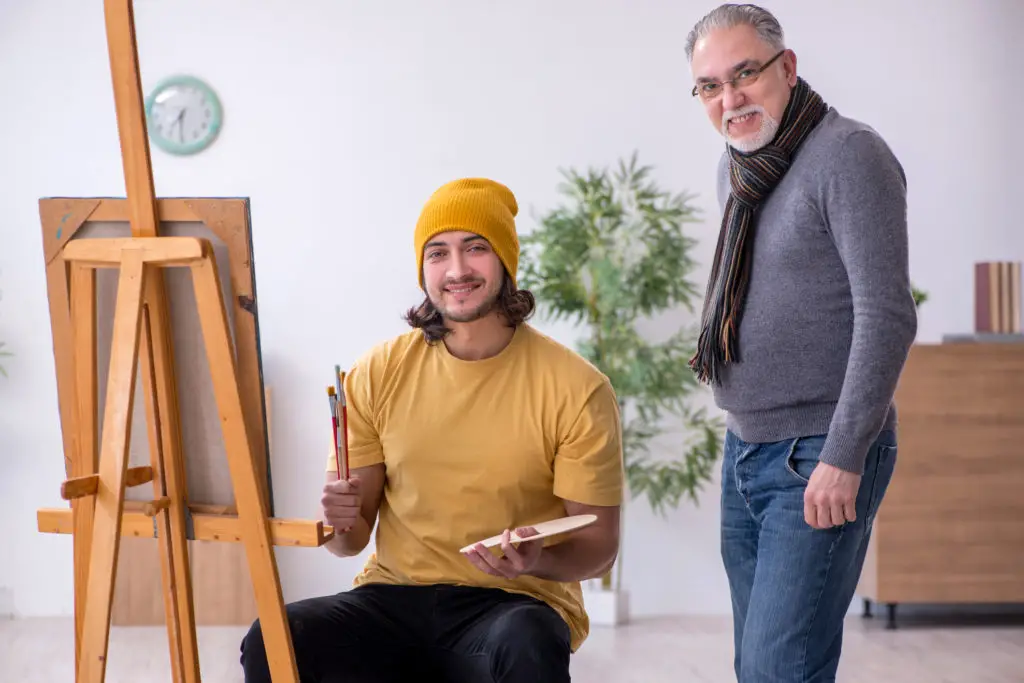 Early artist with his art patron