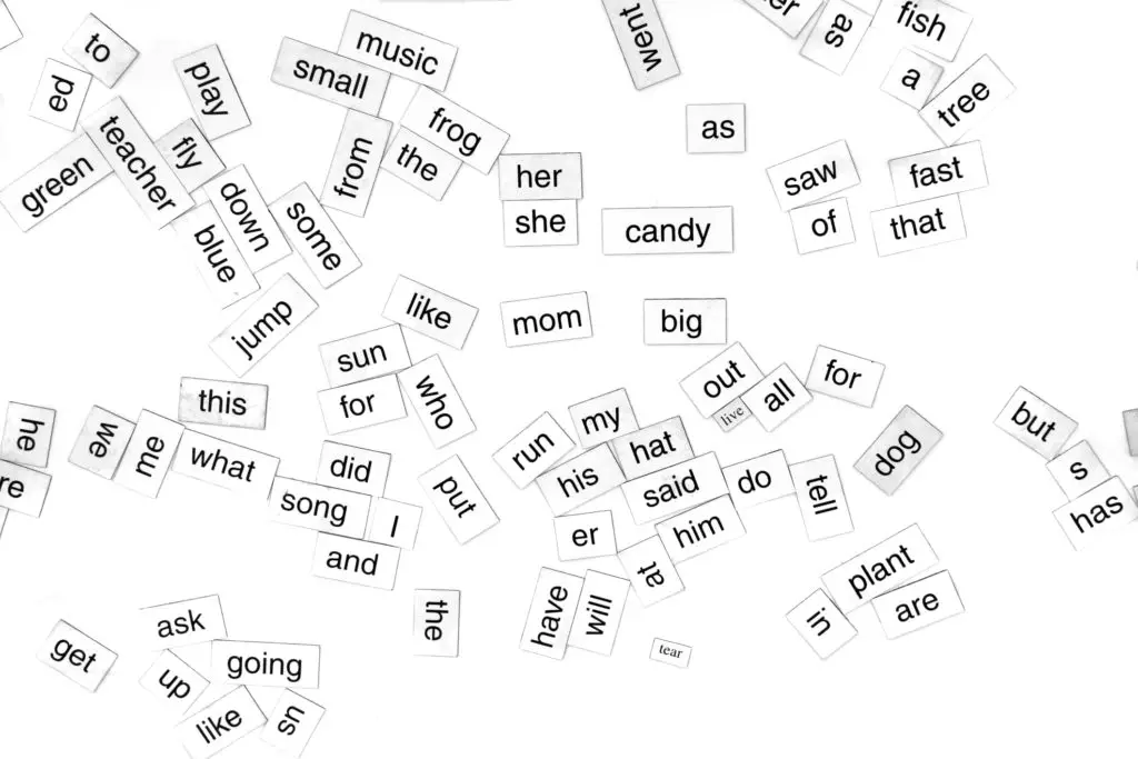 Refrigerator magnet words.