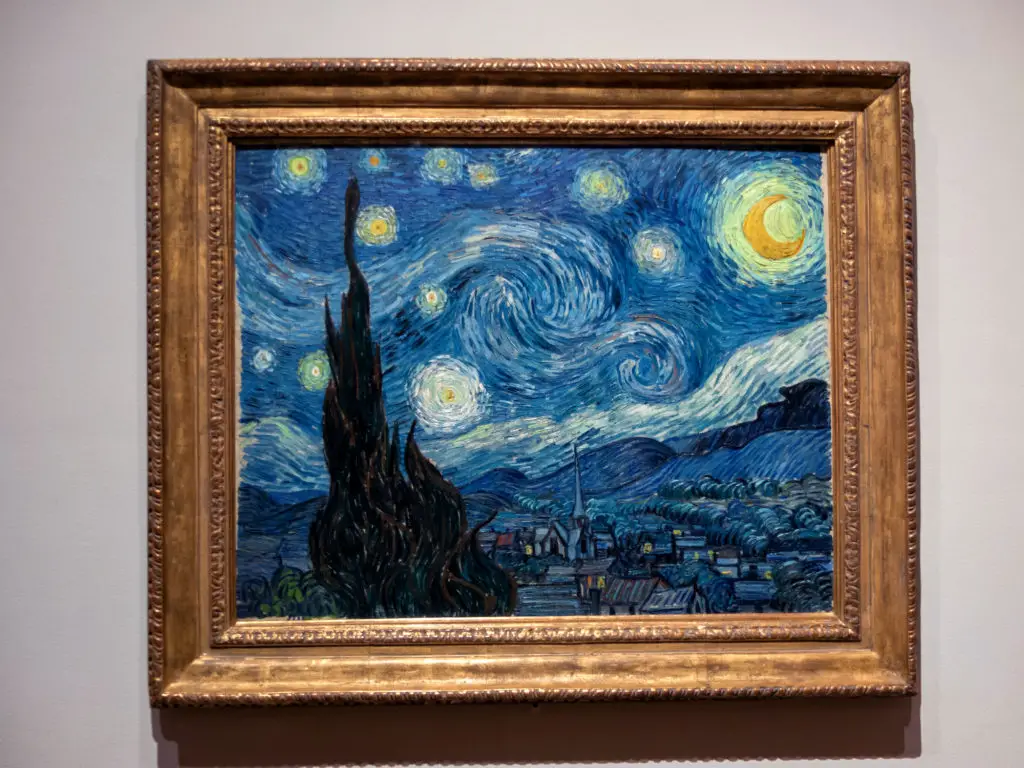 Vincent van Gogh's "Starry Night" hanging in the MoMA in NYC.